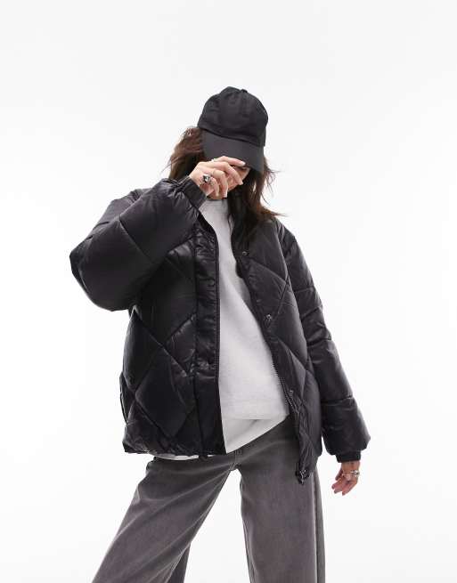 Wet look puffer outlet jacket