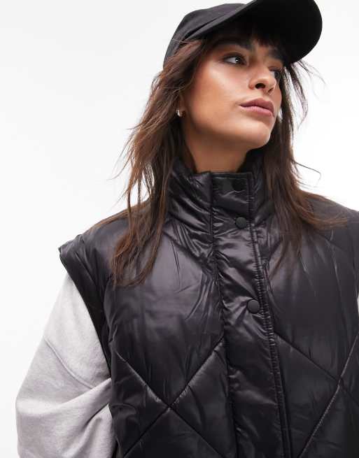 Wet look store womens puffer jacket