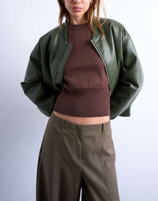 Topshop mid rise balloon leg clean waistband tapered trouser in