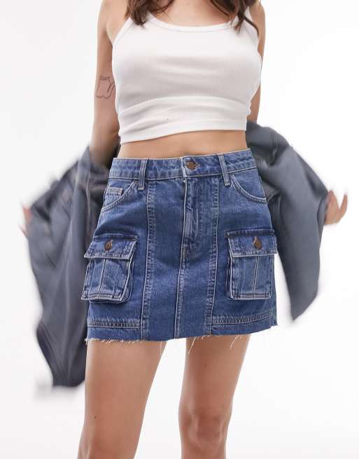 Cargo denim outlet skirt