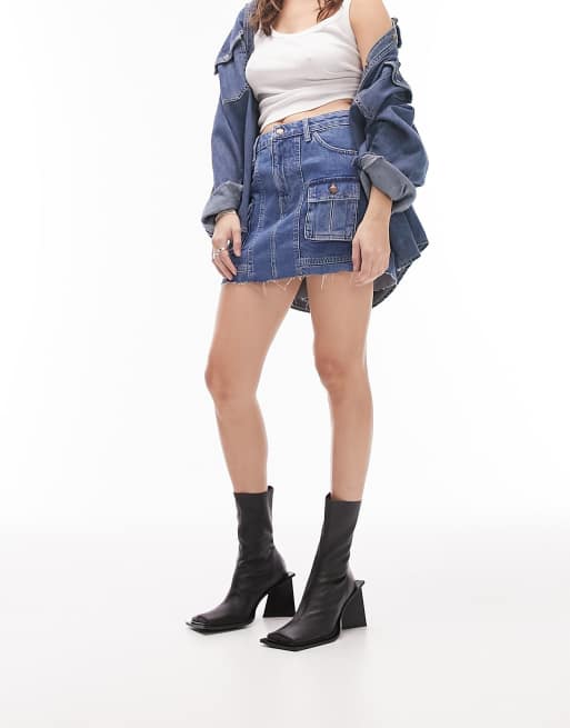 Topshop cargo 2025 denim skirt