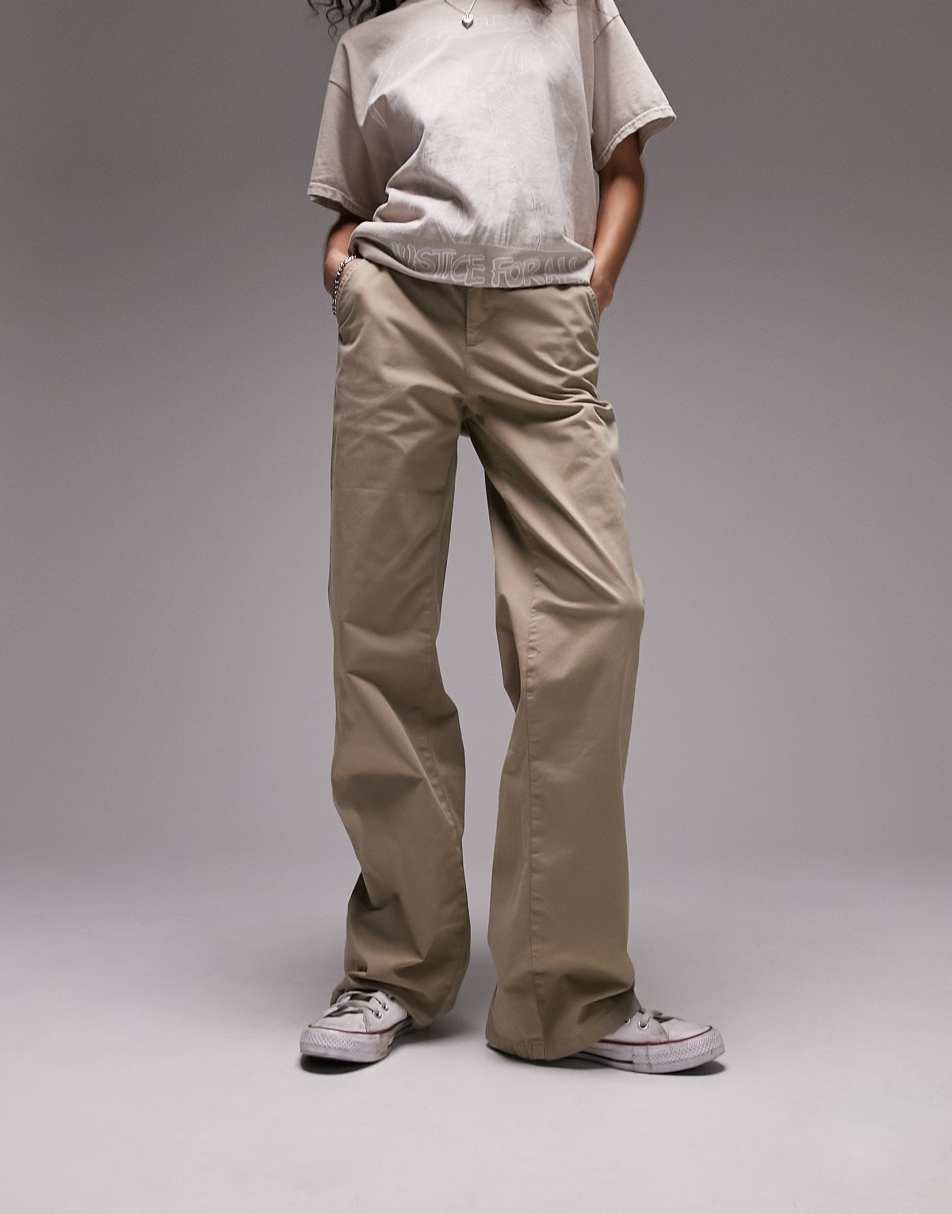 River Island utility peg trousers in khaki