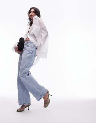 mid rise Column jeans in vintage bleach-Blue