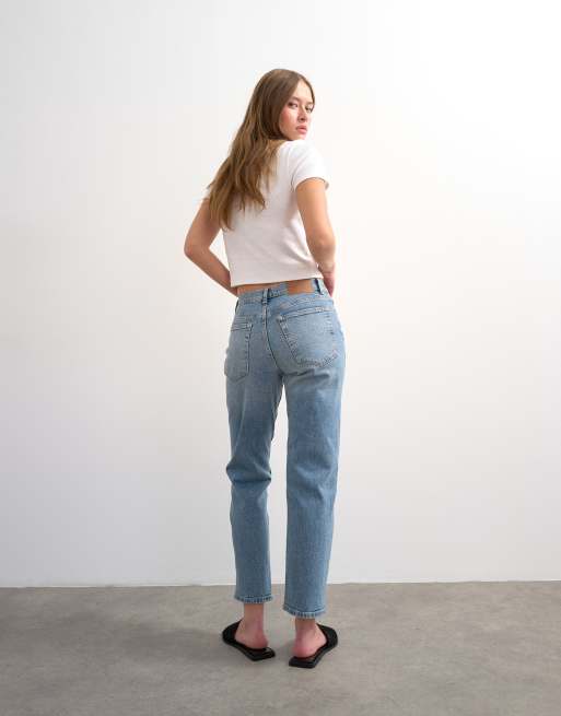 Topshop mid rise comfort straight jeans i bleach-vask, 4 af 7