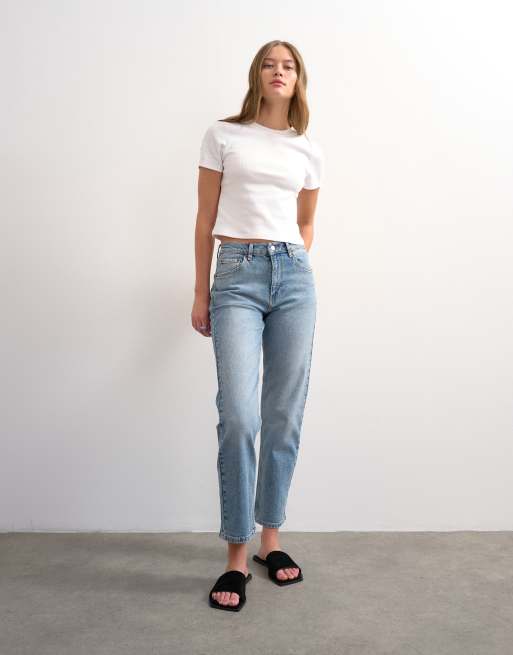 Topshop mid rise comfort straight jeans i bleach-vask, 5 af 7