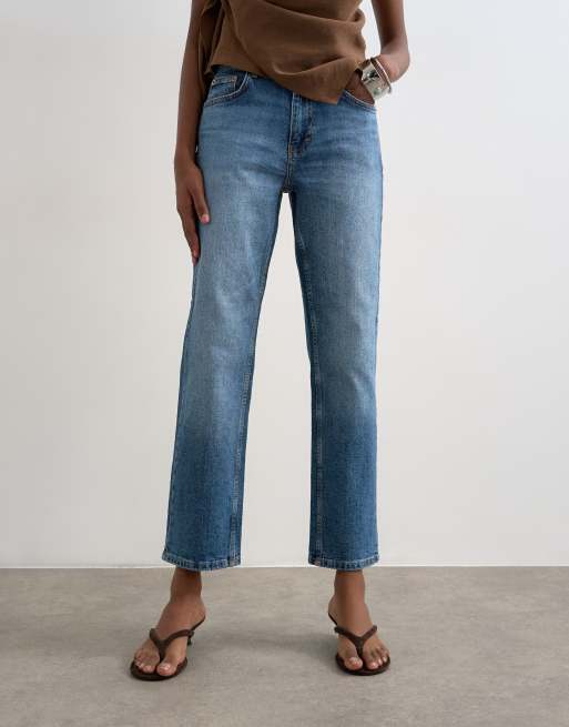 Topshop mid rise comfort straight jeans i vintageblå, 2 af 7