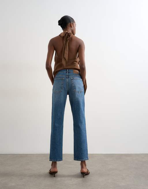 Topshop Mid-Rise Comfort Straight Jeans in Vintage Blue, 3 von 7