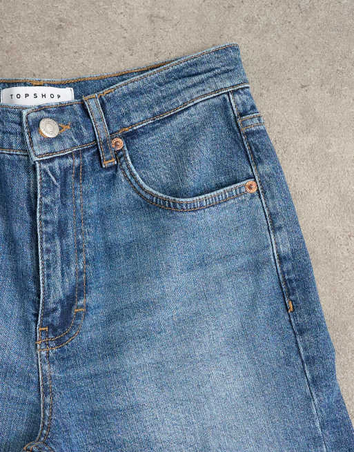 Topshop Mid-Rise Comfort Straight Jeans in Vintage Blue, 6 von 7