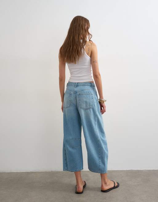 Topshop mid rise crop barrel jean in bleach, 4 of 7