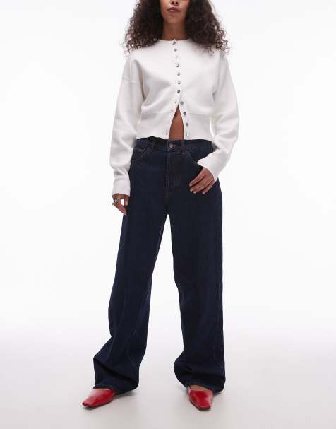 Topshop mid rise loose fit jeans in rinse wash - view 1