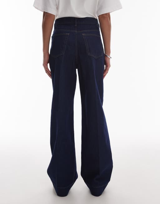 Topshop mid rise loose fit jeans with patch pocket in rinse indigo, 2 of 5