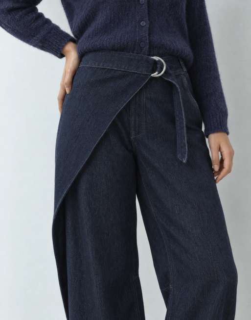 Topshop mid rise overlap barrel jean in sulphur blue, 10 of 10