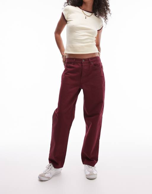 Burgundy jeans womens hotsell