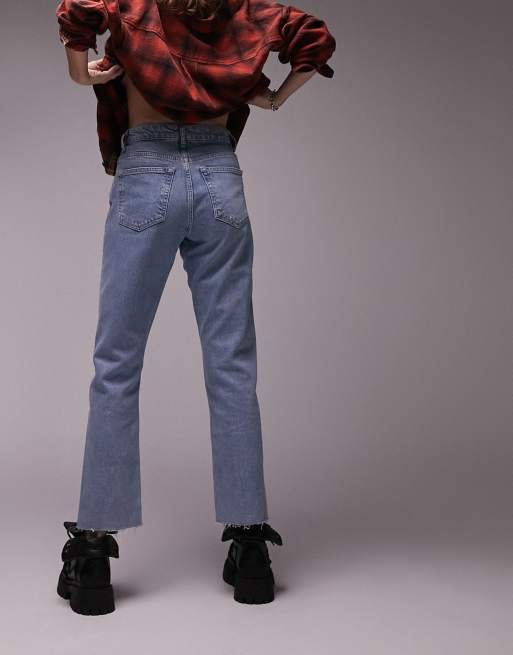 Topshop mid rise straight cropped jean in bleach, 2 of 4