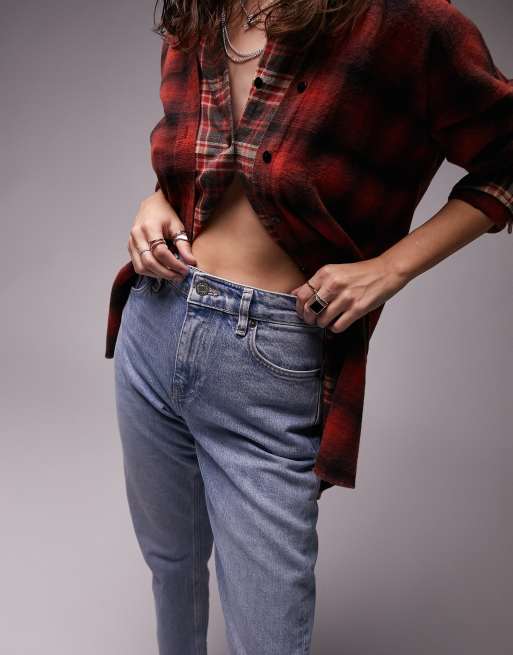 Topshop mid rise straight cropped jean in bleach, 3 of 4