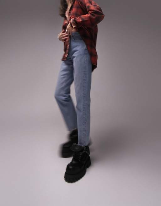 Topshop mid rise straight cropped jean in bleach, 4 of 4
