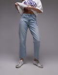 [Topshop] Topshop mid rise straight cropped jeans in summer bleach-Blue W36 L32 Bleach