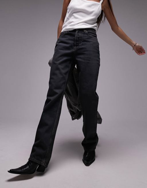 Topshop mid rise straight leg Dad jeans in twilight 
