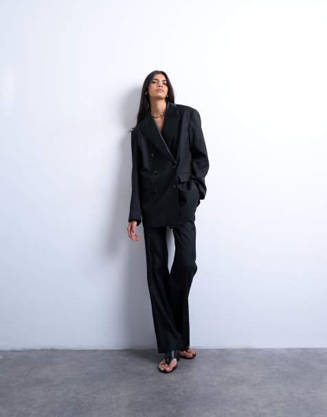 Topshop mid rise suit co ord in black - view 1