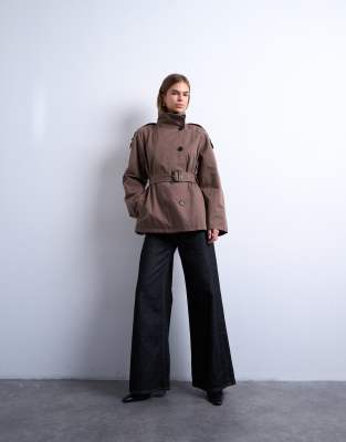 Topshop Mid Trench Coat In Red