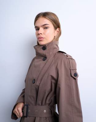 Topshop Mid Trench Coat In Red