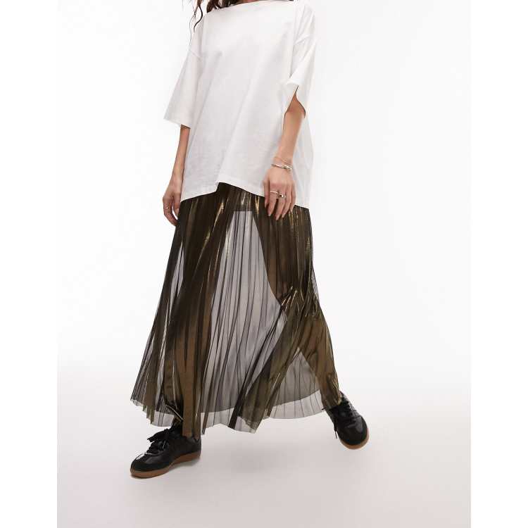 Metallic pleated cheap skirt 4xl