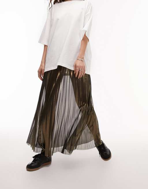 Metallic pleated midi skirt topshop hotsell