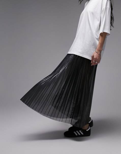 PLEATED SHEER THIN TULLE SKIRT (BLACK)