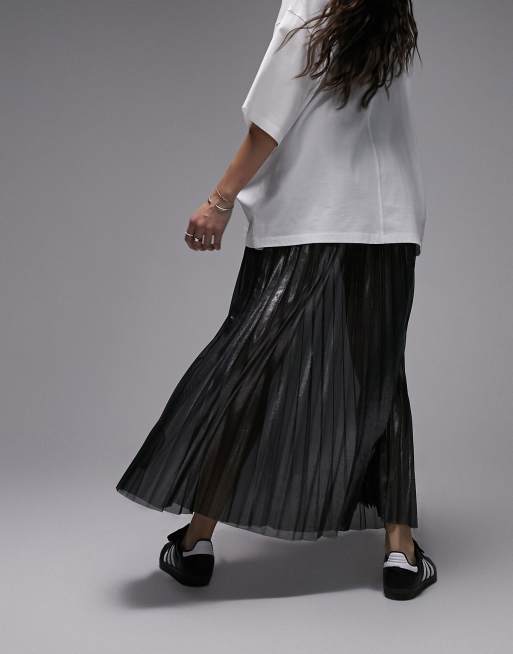 Topshop grey shop pleated skirt