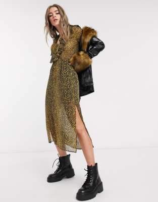 topshop leopard print midi dress