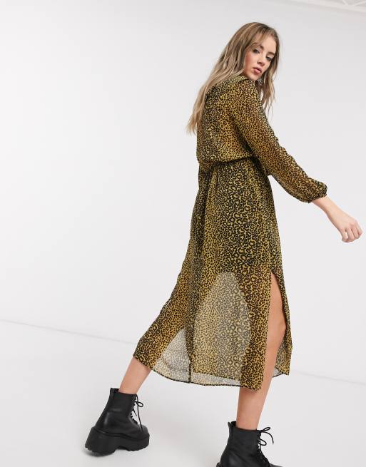 Topshop leopard 2025 print midi dress