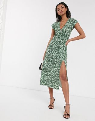 topshop green floral dress