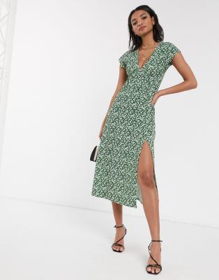 green midi floral dress