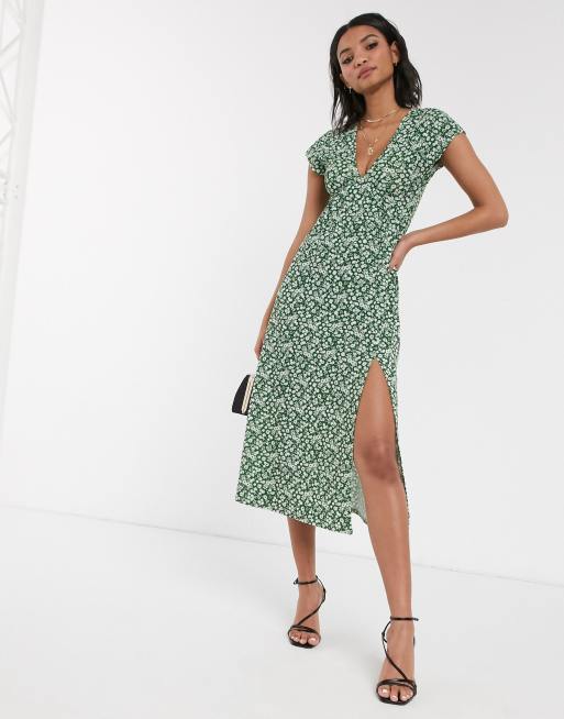 Topshop green hot sale print dress