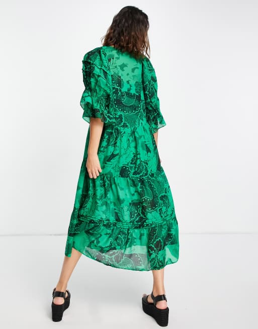 Topshop green 2025 midi dress