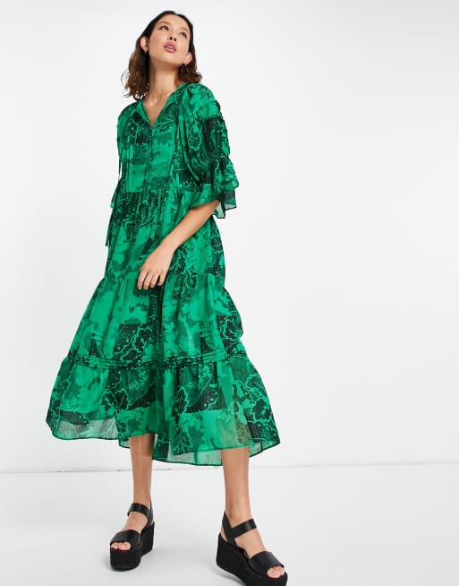 Topshop long green hot sale dress