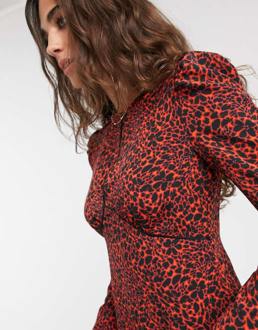 Topshop red leopard print on sale dress