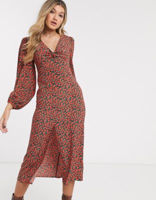 red printed smock dress topshop