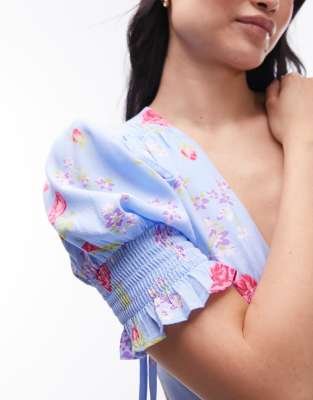 Topshop midi dress with tie detail in vintage floral print