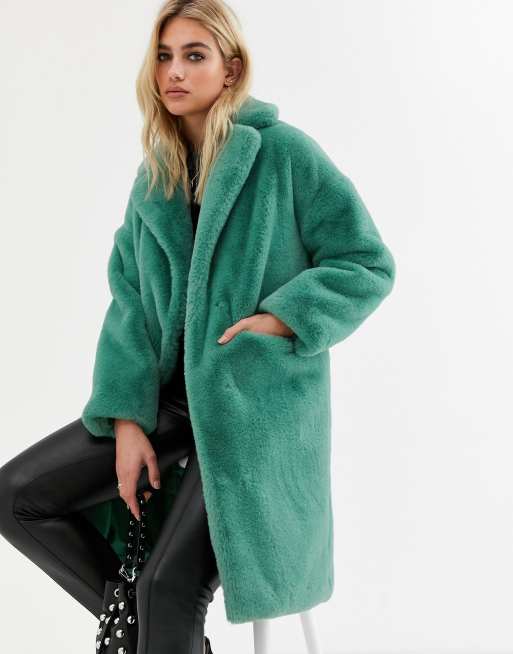 Green fur 2025 coat topshop