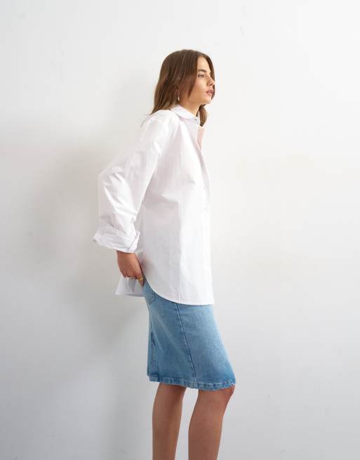 Topshop – Midi-Jeansrock im 90er-Stil in Bleach-Waschung, 3 von 5