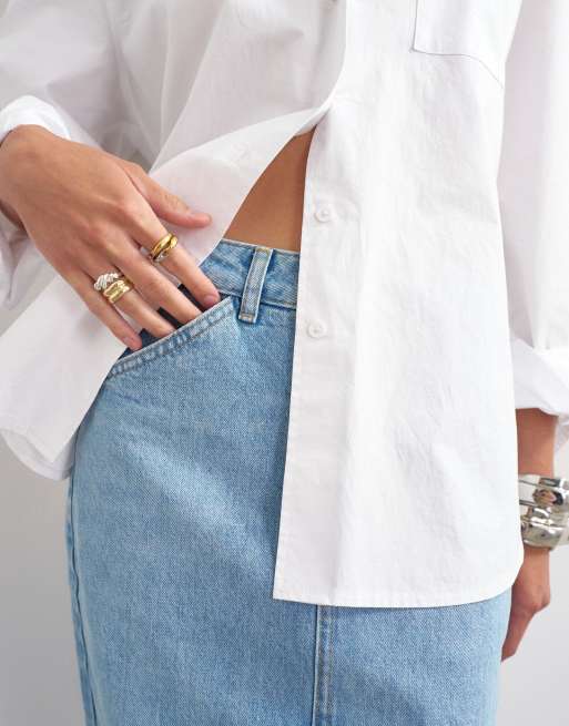 Topshop – Midi-Jeansrock im 90er-Stil in Bleach-Waschung, 4 von 5