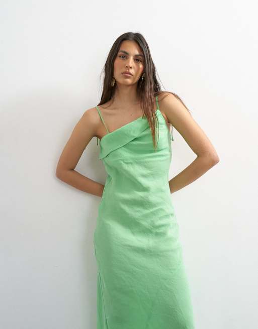 Topshop - Midi-jurk met blote schouders in appelgroen, 3 van 4