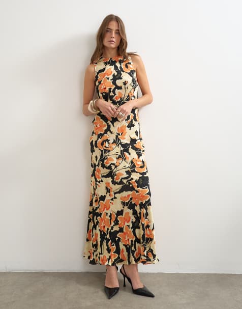 Topshop midi-jurk met racerhals en vintage bloemenjacquard - view 1