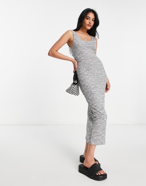Topshop - Midi jurk met uitsnijding en space-dye in monochroom