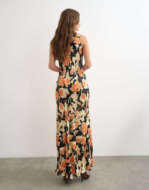 Topshop Midi-Kleid mit Racerback-Ausschnitt in Vintage-Blumenjacquard, 4 von 4