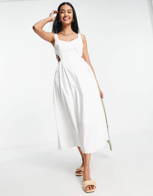 Topshop – Midi-Latzkleid in Weiß mit Aussparungen , 4 von 4