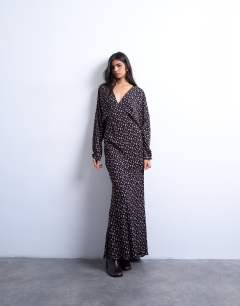Midi long sleeve tea dress in floral print