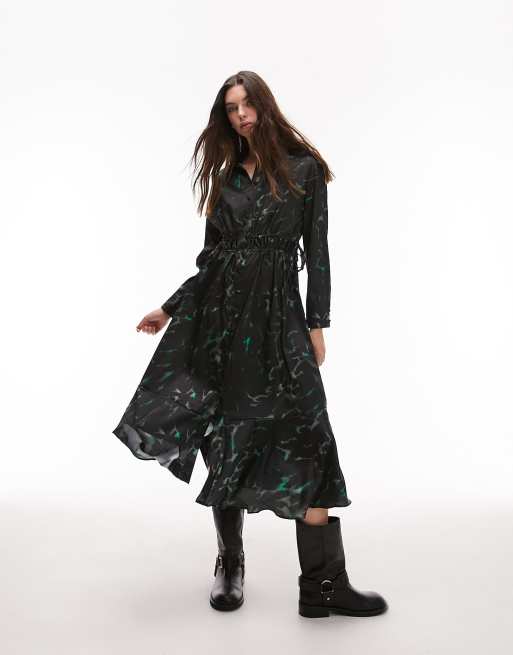 Topshop - Midi-overhemdjurk met dierenprint