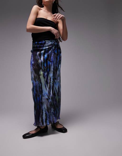 Topshop - Midi-overslagrok met vlinderprint in multi 